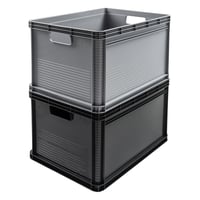 Sada úložných boxov keeeper Robert, 3 x 64 l, grafitovo sivá, stohovateľná, úložná debna z polypropylénu odolného voči kyselinám a vhodného na potraviny 3
