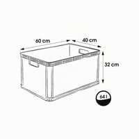 Sada úložných boxov keeeper Robert, 3 x 64 l, grafitovo sivá, stohovateľná, úložná debna z polypropylénu odolného voči kyselinám a vhodného na potraviny 2