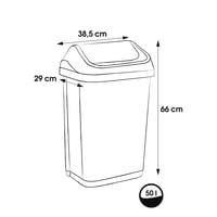 Coș de gunoi keeeper Swantje cu capac basculant, 50 l, gri grafit 2