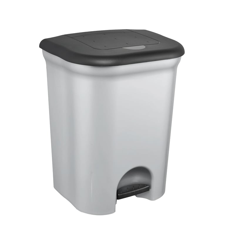Odpadkový kôš s pedálom keeeper Torge, 2 nádoby, 2 x 11 l, strieborný