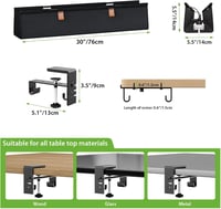 KEEGH Kábelvezető Asztal 76cm Fúrás Nélkül Fekete 5