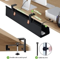 KEEGH Kábelvezető Asztal 76cm Fúrás Nélkül Fekete 4