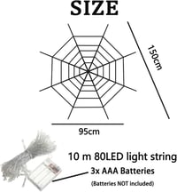 KEELYY 80 LED Pókháló Fényfüzér Halloween Dekoráció Kültéri Beltéri 2