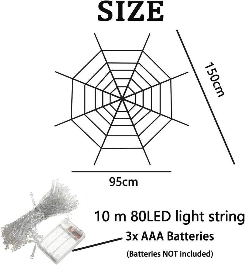 KEELYY 80 LED Pókháló Fényfüzér Halloween Dekoráció Kültéri Beltéri
