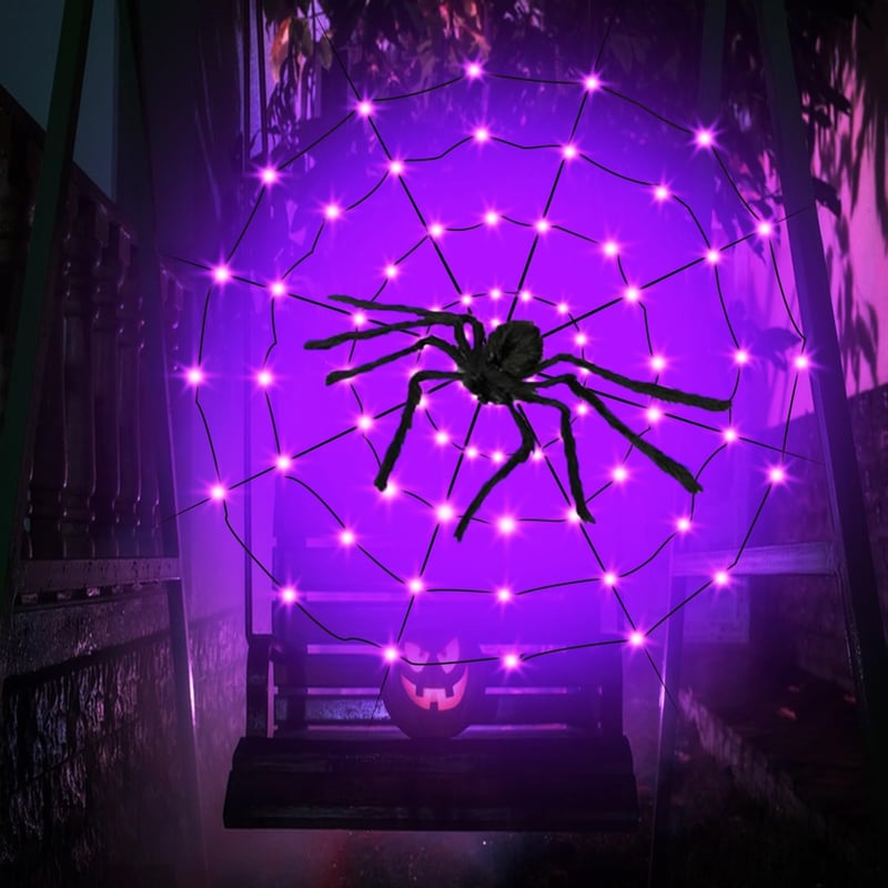 KEELYY 80 LED Pókháló Fényfüzér Halloween Dekoráció Kültéri Beltéri