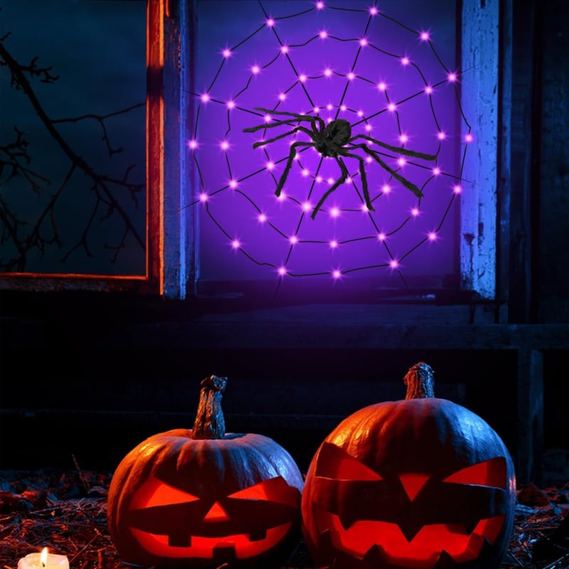 KEELYY 80 LED Pókháló Fényfüzér Halloween Dekoráció Kültéri Beltéri