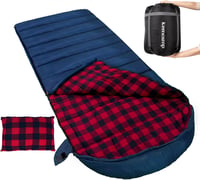 Keencamp XXL Téli Hálózsák 4 Évszakos Használatra - Flanell Béléssel, Pamut Töltettel, -1°C-ig, Kempingezéshez, 230x90 cm, Tengerészkék - Navy-L-Zip 1