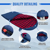 Keencamp XXL Téli Hálózsák 4 Évszakos Használatra - Flanell Béléssel, Pamut Töltettel, -1°C-ig, Kempingezéshez, 230x90 cm, Tengerészkék - Navy-L-Zip 3
