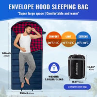 Keencamp XXL Téli Hálózsák 4 Évszakos Használatra - Flanell Béléssel, Pamut Töltettel, -1°C-ig, Kempingezéshez, 230x90 cm, Tengerészkék - Navy-L-Zip 2