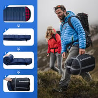 Keencamp XXL Téli Hálózsák 4 Évszakos Használatra - Flanell Béléssel, Pamut Töltettel, -1°C-ig, Kempingezéshez, 230x90 cm, Tengerészkék - Navy-L-Zip 6