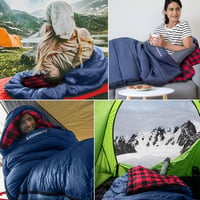 Keencamp XXL Téli Hálózsák 4 Évszakos Használatra - Flanell Béléssel, Pamut Töltettel, -1°C-ig, Kempingezéshez, 230x90 cm, Tengerészkék - Navy-L-Zip 7