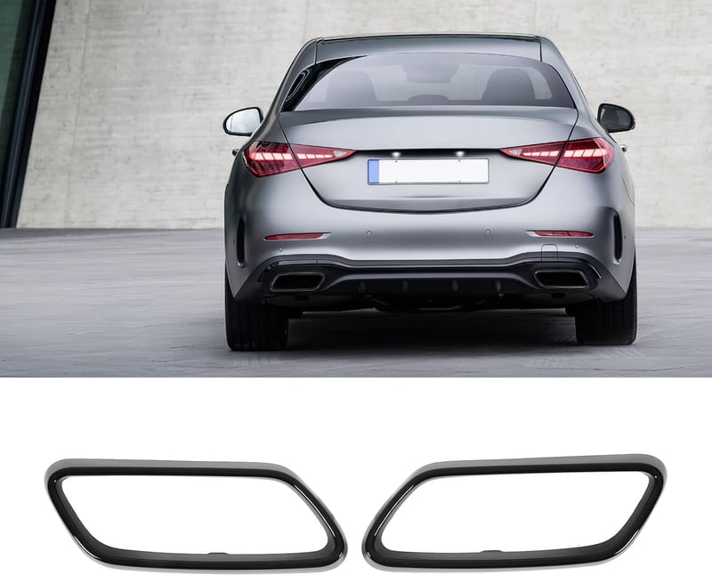 Keenso autó kipufogó végcső trim, C Class W206 fényes fekete, 1 pár