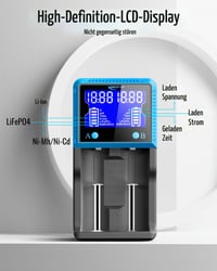 Încărcător universal de acumulatori Keenstone cu 2 sloturi și ecran LCD, pentru NI-MH, NI-CD, AA, AAA, Li-Ion, LiFePO4, IMR, 18650, 26650, 14500, 10440, RCR123, încărcare rapidă 5