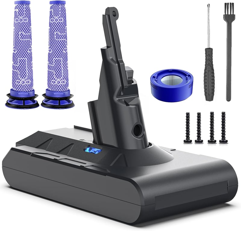 Keenstone V8 8000mAh akkumulátor Dyson SV10 porszívóhoz 3 szűrővel - V8 8.0Ah + Filter