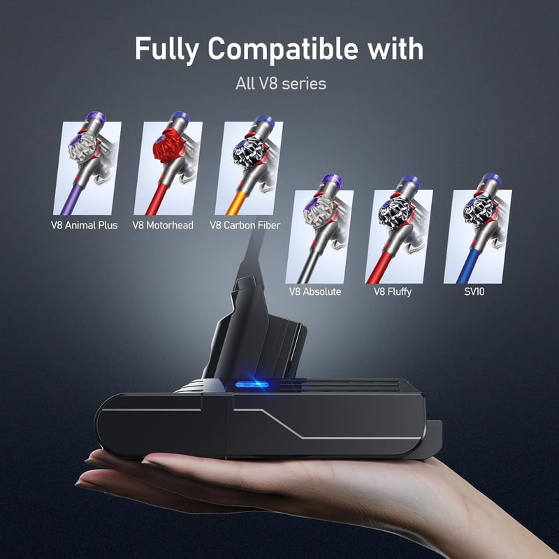 Keenstone V8 8000mAh akkumulátor Dyson SV10 porszívóhoz 3 szűrővel - V8 8.0Ah + Filter