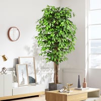 Umelý fikus Keeplush 210 cm, s kmeňom z prírodného dreva, realistická umelá rastlina, veľký zelený umelý strom do obývačky, spálne, kancelárie či na záhradu 7