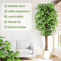 Umelý fikus Keeplush 210 cm, s kmeňom z prírodného dreva, realistická umelá rastlina, veľký zelený umelý strom do obývačky, spálne, kancelárie či na záhradu 3