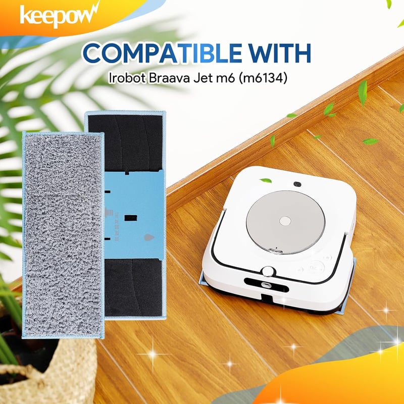 KEEPOW 4 db Mosható Mop Pad iRobot Braava Jet M6134 Robotporszívóhoz