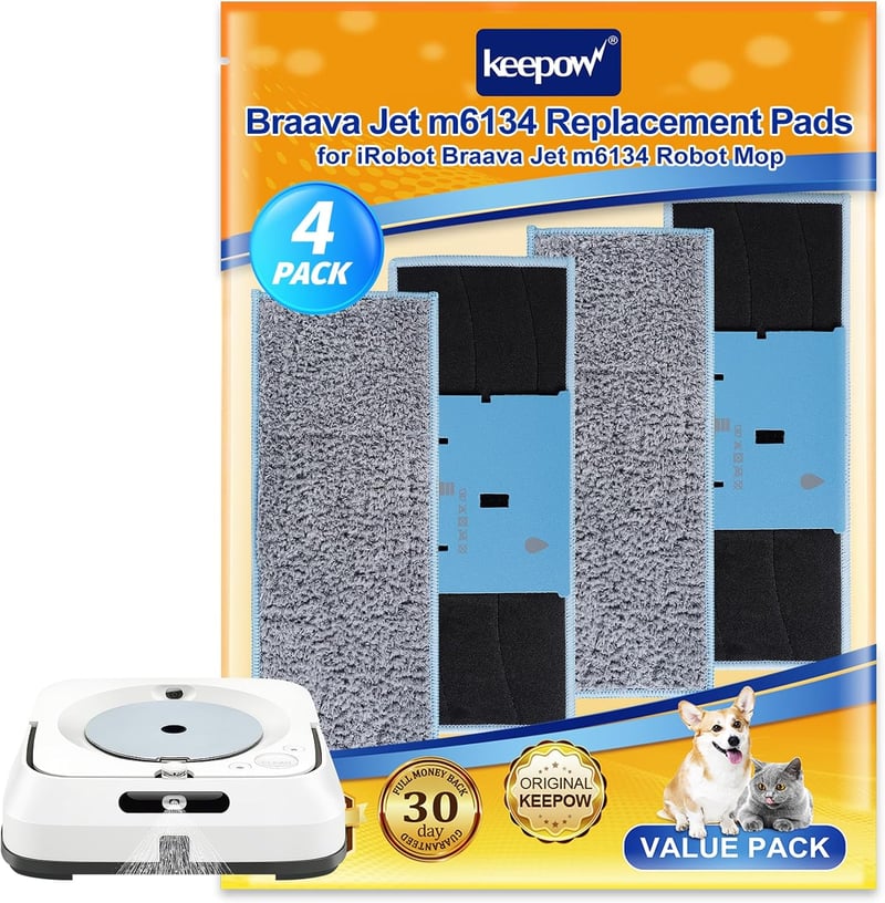 KEEPOW 4 db Mosható Mop Pad iRobot Braava Jet M6134 Robotporszívóhoz