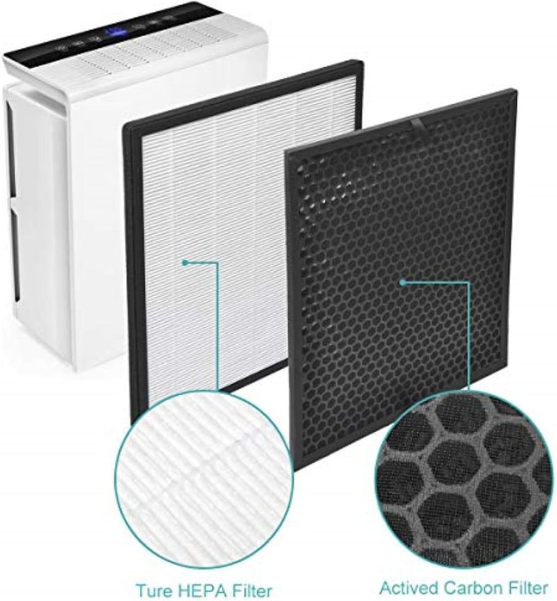 KEEPOW Cserefilter Szett Levoit LV-PUR131 Légtisztítóhoz - 2 HEPA + 2 Aktív Szén Szűrő, PM2.5 Részecskeszűrés, LV-PUR131S Kompatibilis