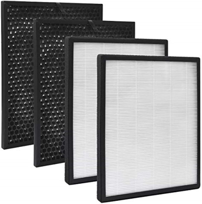 KEEPOW Cserefilter Szett Levoit LV-PUR131 Légtisztítóhoz - 2 HEPA + 2 Aktív Szén Szűrő, PM2.5 Részecskeszűrés, LV-PUR131S Kompatibilis