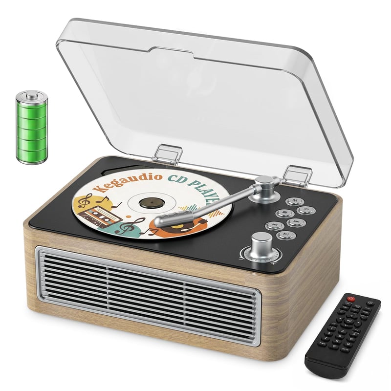 Prenosné Bluetooth CD rádio Kegaudio v retro dizajne, dubové prevedenie