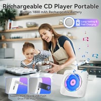 Prenosný CD prehrávač Kegaudio s Bluetooth reproduktorom, rádiom, diaľkovým ovládaním, USB/AUX pripojením, výstupom na slúchadlá, protiprachovým krytom, možnosťou montáže na stenu 6