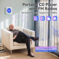 Prenosný CD prehrávač Kegaudio s Bluetooth reproduktorom, rádiom, diaľkovým ovládaním, USB/AUX pripojením, výstupom na slúchadlá, protiprachovým krytom, možnosťou montáže na stenu 5