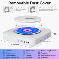 Prenosný CD prehrávač Kegaudio s Bluetooth reproduktorom, rádiom, diaľkovým ovládaním, USB/AUX pripojením, výstupom na slúchadlá, protiprachovým krytom, možnosťou montáže na stenu 7
