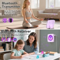 Prenosné CD rádio Kegaudio s Bluetooth reproduktorom - Kompaktný stolný hudobný prehrávač vo fialovej farbe 3