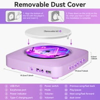Prenosné CD rádio Kegaudio s Bluetooth reproduktorom - Kompaktný stolný hudobný prehrávač vo fialovej farbe 7