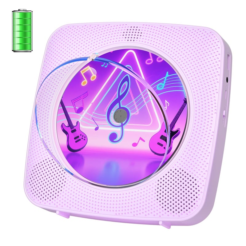 Prenosné CD rádio Kegaudio s Bluetooth reproduktorom - Kompaktný stolný hudobný prehrávač vo fialovej farbe