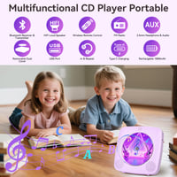 Prenosné CD rádio Kegaudio s Bluetooth reproduktorom - Kompaktný stolný hudobný prehrávač vo fialovej farbe 2