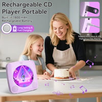Prenosné CD rádio Kegaudio s Bluetooth reproduktorom - Kompaktný stolný hudobný prehrávač vo fialovej farbe 6