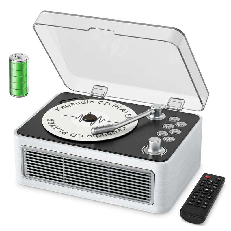 Prenosné retro CD rádio Kegaudio s funkciou Bluetooth, dizajn topoľového dreva
