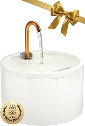 Fântână de băut ceramică pentru pisici Keimi cu filtru - albă - 2,1 L
