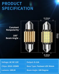 Keiurot C5W LED 36mm Feston CANBUS Hiba nélkül 12V 18SMD Fehér beltéri mennyezeti lámpa csomag 6 db 3175 DE3175 DE3021 helyett 6