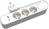 KEL Elosztó 3 Aljzat USB-A USB-C 1,5m Kábel Schuko Fehér 3680W 1