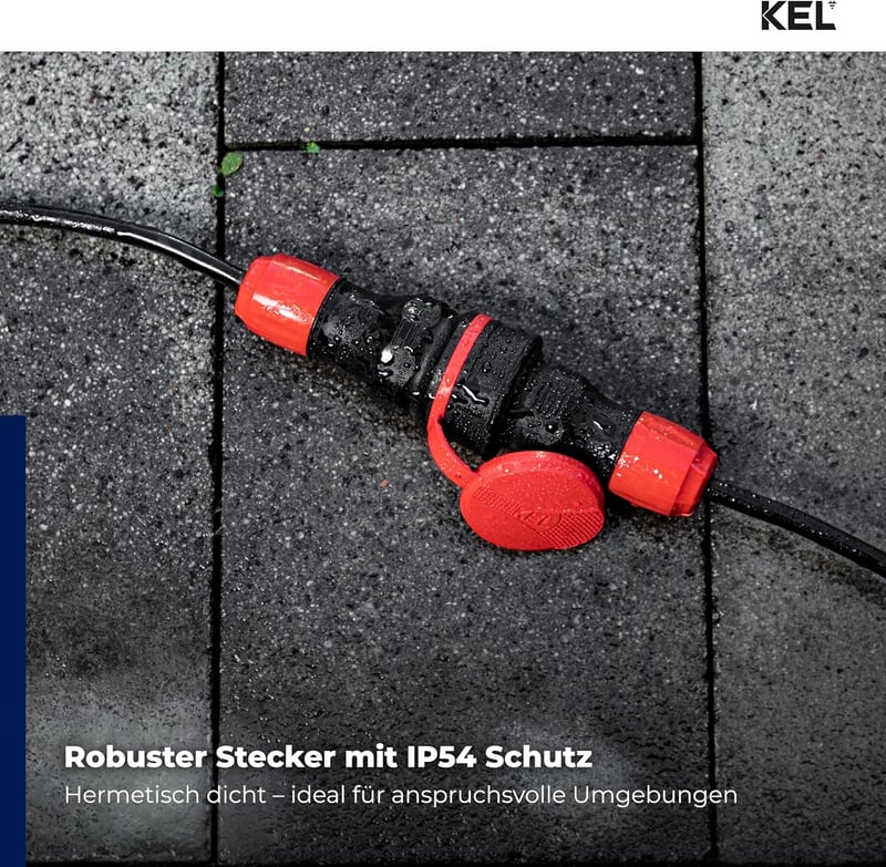 KEL Schuko Csatlakozó 250V 16A IP54 Gumírozott Kültéri Vízálló 2 Pólusú Dugó