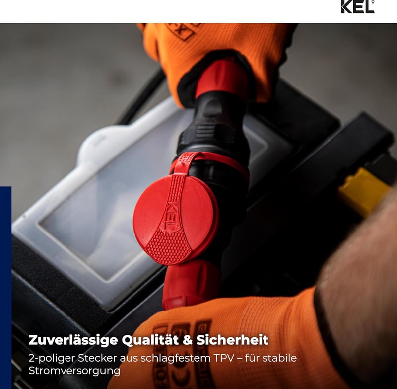 KEL Schuko Csatlakozó 250V 16A IP54 Gumírozott Kültéri Vízálló 2 Pólusú Dugó