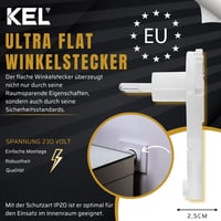 KEL Ultra Lapos Szögelfordító Dugó 5db Fehér 2P 6A Csatlakozó Hosszabbító Javításhoz 3
