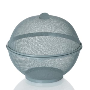 Kovový drôtený košík na ovocie kela COMO s vekom a ochranou proti hmyzu, 26,5 cm, sivý