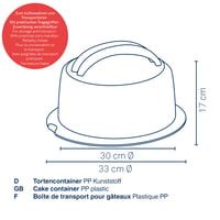 Kela DELI Tortaszállító Doboz 30 cm Kerek Műanyag Tortaharang Fogantyúval Sötétszürke 2