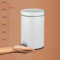 Kozmetický pedálový odpadkový kôš kela Monaco 3 l, matná biela kovová nádoba na odpad do kúpeľne s vyberateľnou vložkou, do kuchyne, na toaletu, do kúpeľne 4