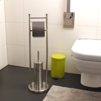 Kela Swing WC kefa so stojanom a držiakom na toaletný papier, 77,5 cm, matná nehrdzavejúca oceľ, uzavretý držiak na kefu 7
