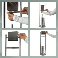 Kela Swing WC kefa so stojanom a držiakom na toaletný papier, 77,5 cm, matná nehrdzavejúca oceľ, uzavretý držiak na kefu 5