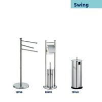 Kela Swing WC kefa so stojanom a držiakom na toaletný papier, 77,5 cm, matná nehrdzavejúca oceľ, uzavretý držiak na kefu 6