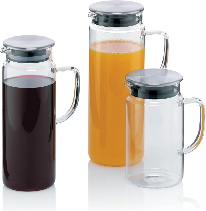 kela Üveg Kanna Fedővel 1 Liter Átlátszó Lé és Ital Kiöntő - 1000 ml