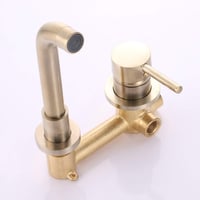 Kelelife Fali Sárgaréz Fürdőszobai Mosdó Csaptelep Brushed Gold 6