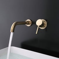 Kelelife Fali Sárgaréz Fürdőszobai Mosdó Csaptelep Brushed Gold 2